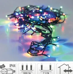 Merkloos Kerstverlichting Lichtsnoeren 240 Gekleurde Led Lampjes Buiten - 18 Meter - Kerstlampjes/Kerstlichtjes - Binnen/Buiten Shop