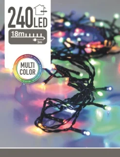 Merkloos Kerstverlichting Lichtsnoeren 240 Gekleurde Led Lampjes Buiten - 18 Meter - Kerstlampjes/Kerstlichtjes - Binnen/Buiten Shop