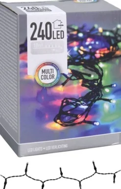 Merkloos Kerstverlichting Lichtsnoeren 240 Gekleurde Led Lampjes Buiten - 18 Meter - Kerstlampjes/Kerstlichtjes - Binnen/Buiten Shop