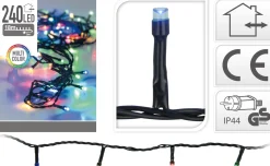 Merkloos Kerstverlichting Lichtsnoeren 240 Gekleurde Led Lampjes Buiten - 18 Meter - Kerstlampjes/Kerstlichtjes - Binnen/Buiten Shop