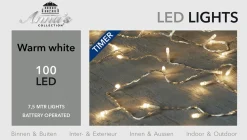 Anna's Collection Kerstverlichting Met Timer 100 Warm Witte Lampjes Op Batterijen - Lichtsnoer Transparant Met 100 Leds Discount