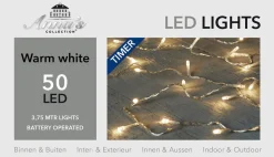Anna's Collection Kerstverlichting Met Timer 50 Warm Witte Lampjes Op Batterijen - Lichtsnoer Transparant Met 50 Leds Best
