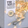 Merkloos Kerstverlichting Transparant Snoer Met 120 Warm Witte Lampjes - 9 Meter - Kerstlampjes/Kerstlichtjes - Binnen/Buiten New