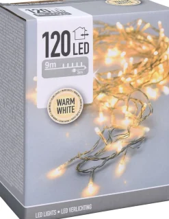 Merkloos Kerstverlichting Transparant Snoer Met 120 Warm Witte Lampjes - 9 Meter - Kerstlampjes/Kerstlichtjes - Binnen/Buiten New