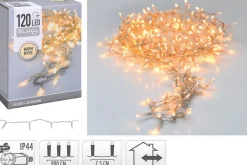 Merkloos Kerstverlichting Transparant Snoer Met 120 Warm Witte Lampjes - 9 Meter - Kerstlampjes/Kerstlichtjes - Binnen/Buiten New