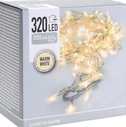 Merkloos Kerstverlichting Transparant Snoer Met 320 Warm Witte Lampjes - 24 Meter - Kerstlampjes/Kerstlichtjes - Binnen/Buiten Flash Sale