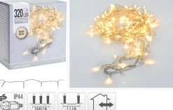 Merkloos Kerstverlichting Transparant Snoer Met 320 Warm Witte Lampjes - 24 Meter - Kerstlampjes/Kerstlichtjes - Binnen/Buiten Flash Sale