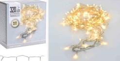 Merkloos Kerstverlichting Transparant Snoer Met 320 Warm Witte Lampjes - 24 Meter - Kerstlampjes/Kerstlichtjes - Binnen/Buiten Flash Sale
