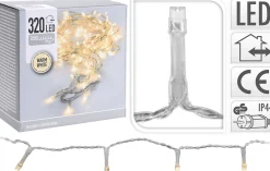 Merkloos Kerstverlichting Transparant Snoer Met 320 Warm Witte Lampjes - 24 Meter - Kerstlampjes/Kerstlichtjes - Binnen/Buiten Flash Sale