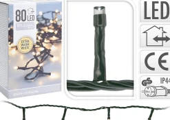 Merkloos Kerstverlichting Transparant Snoer Met 80 Warm Witte Lampjes - 6 Meter - Kerstlampjes/Kerstlichtjes - Binnen/Buiten Flash Sale