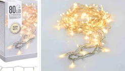 Merkloos Kerstverlichting Transparant Snoer Met 80 Warm Witte Lampjes - 6 Meter - Kerstlampjes/Kerstlichtjes - Binnen/Buiten Flash Sale