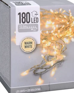 Merkloos Kerstverlichting Transparant Snoer Met 180 Warm Witte Lampjes - 13,5 Meter - Kerstlampjes/Kerstlichtjes - Binnen/Buiten Clearance