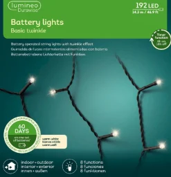 Decoris Kerstverlichting Twinkle Op Batterij Warm Wit Buiten 192 Lampjes - Boomverlichting Shop