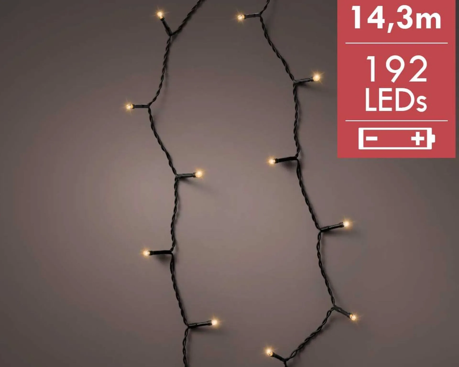 Decoris Kerstverlichting Twinkle Op Batterij Warm Wit Buiten 192 Lampjes - Boomverlichting Shop