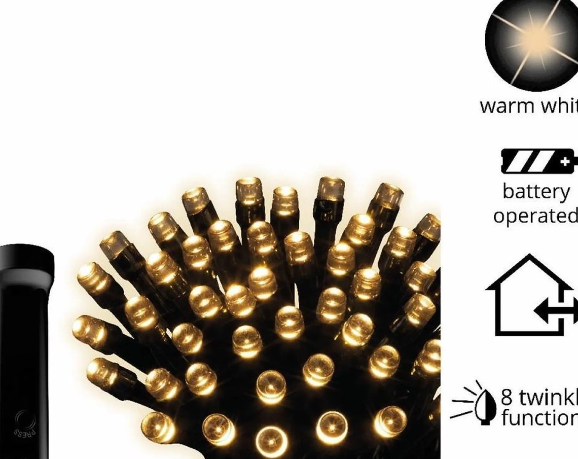 Decoris Kerstverlichting Twinkle Op Batterij Warm Wit Buiten 96 Lampjes - Boomverlichting Best Sale