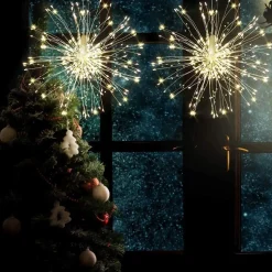 Trend24 Kerstverlichting Vuurwerk - Firework Led Lights - Sfeerverlichting - Ophangbaar - Snoer Met 2 Stuks - Inclusief Afstandsbediening - Warm Wit Cheap