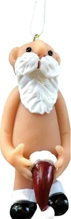 Merkloos Kerstboomversieringen>Kerstversiering 5 Cm | Opa Oma Kado | Blote Kerstman En Blote Kerstvrouw | Kerstornament | Cadeau