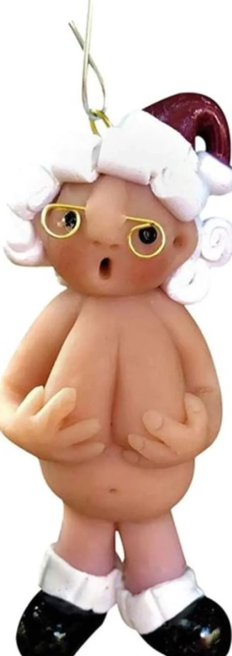 Merkloos Kerstboomversieringen>Kerstversiering 5 Cm | Opa Oma Kado | Blote Kerstman En Blote Kerstvrouw | Kerstornament | Cadeau