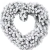 Merkloos Kerstkransen>Kerstversiering Kerstkrans Hart Met Sneeuw Deco 50 Cm