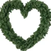 Merkloos Kerstkransen>Kerstversiering Kerstkrans Hart Groen 50 Cm