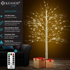 Kesser ® Kersenbloesem Boom Met Afstandsbediening | Lichtboom Binnen Buiten Metalen Stal | Kerstverlichting Verlichte Boom Warm Wit - 220Cm, Goud Best Sale