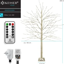 Kesser ® Kersenbloesem Boom Met Afstandsbediening | Lichtboom Binnen Buiten Metalen Stal | Kerstverlichting Verlichte Boom Warm Wit - 220Cm, Goud Best Sale