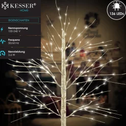 Kesser ® Kersenbloesem Boom Met Afstandsbediening | Lichtboom Binnen Buiten Metalen Stal | Kerstverlichting Verlichte Boom Warm Wit - 220Cm, Goud Best Sale