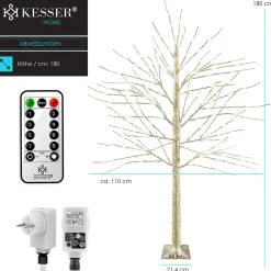 Kesser ® Kersenbloesem Boom Met Afstandsbediening | Lichtboom Binnen Buiten Metalen Stal | Kerstverlichting Verlichte Boom Warm Wit - 180Cm, Goud Shop