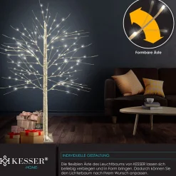 Kesser ® Kersenbloesem Boom Met Afstandsbediening | Lichtboom Binnen Buiten Metalen Stal | Kerstverlichting Verlichte Boom Warm Wit - 180Cm, Goud Shop