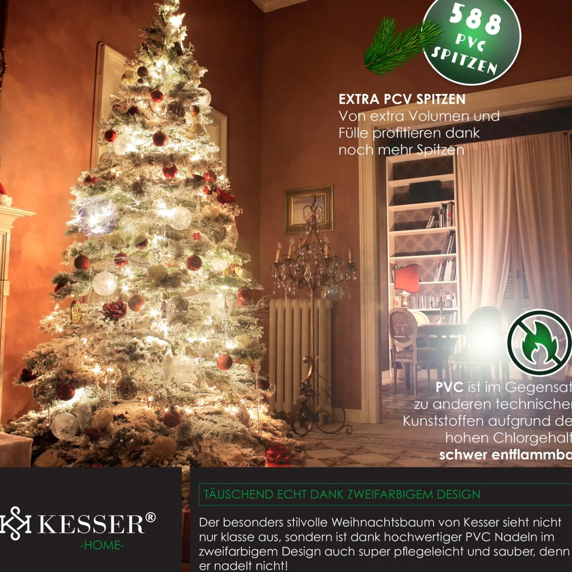 Kesser ® Kerstboom - Dennenboom - Kunstkerstboom Snelle Montage Incl. Kerstboomstandaard - 180Cm, Sneeuw Flash Sale