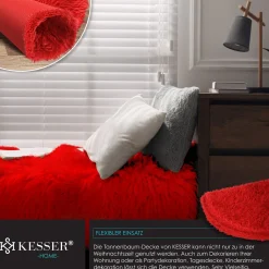 Kesser ® Kerstboomrok Kerstboomkleed Imitatiebont Rond Kerstboom Tapijt Vilt Pluche Voor Sneeuw Decoratie Versieringen - Rood / O 150 Cm Rood - O 78 Cm Store