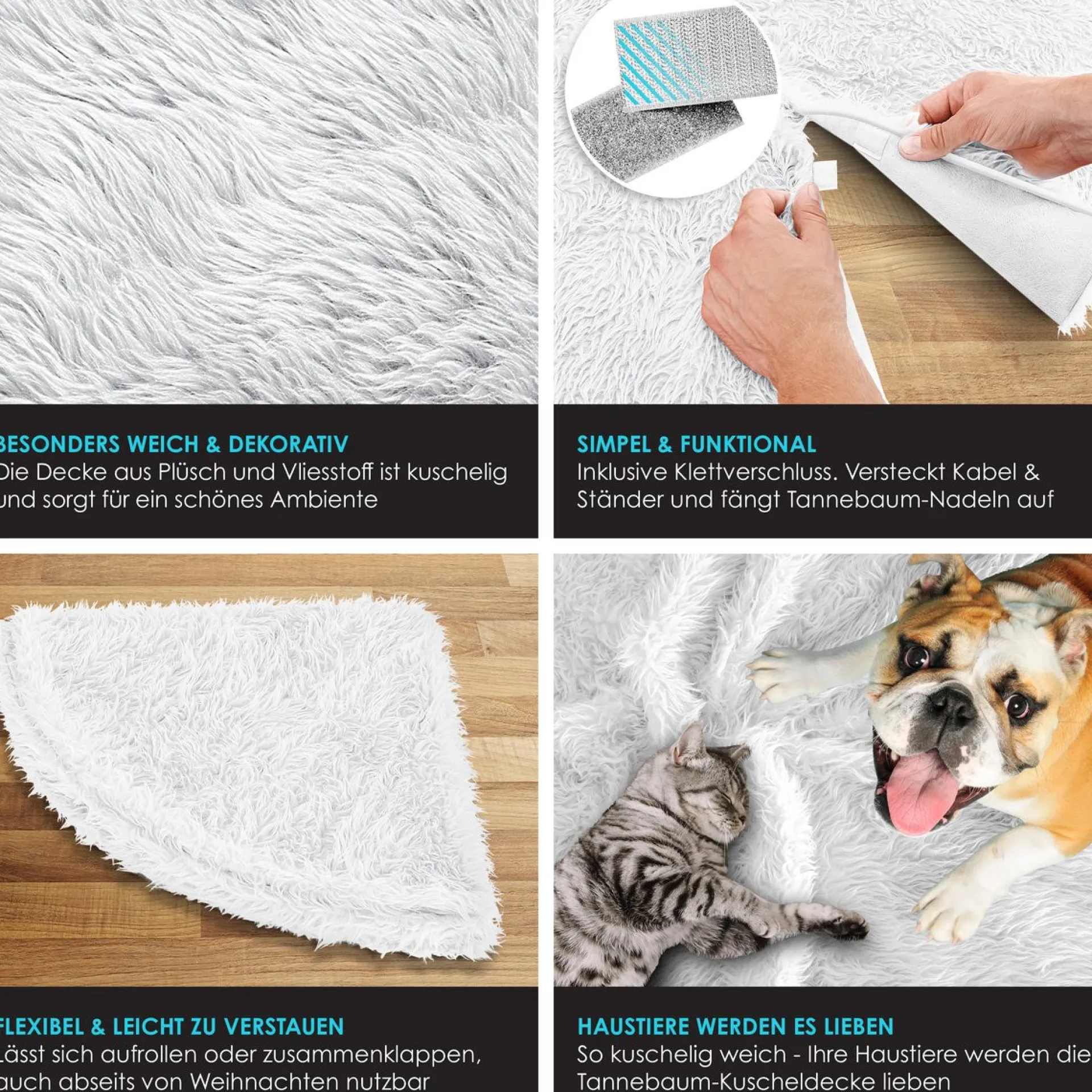 Kesser ® Kerstboomrok Kerstboomkleed Imitatiebont Rond Kerstboom Tapijt Vilt Pluche Voor Sneeuw Decoratie Versieringen - Wit / O 122 Cm Wit - O 122 Cm Discount