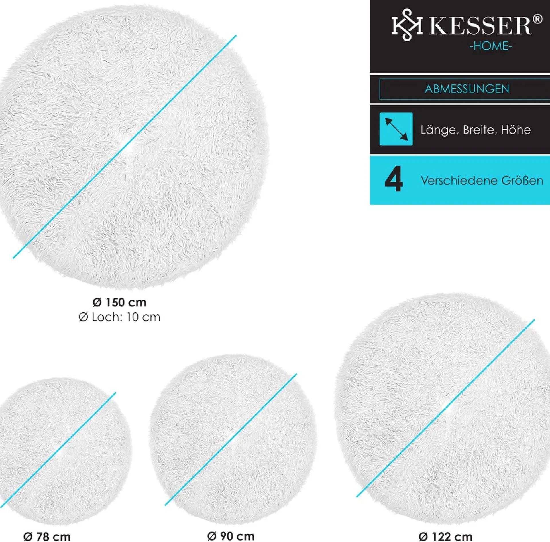 Kesser ® Kerstboomrok Kerstboomkleed Imitatiebont Rond Kerstboom Tapijt Vilt Pluche Voor Sneeuw Decoratie Versieringen - Wit / O 122 Cm Wit - O 122 Cm Discount