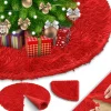 Kesser ® Kerstboomrok Kerstboomkleed Imitatiebont Rond Kerstboom Tapijt Vilt Pluche Voor Sneeuw Decoratie Versieringen - Rood / O 78 Cm Rood - O 78 Cm Online