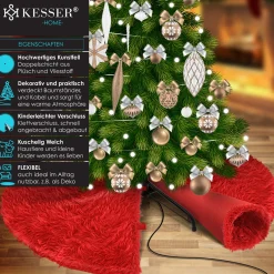 Kesser ® Kerstboomrok Kerstboomkleed Imitatiebont Rond Kerstboom Tapijt Vilt Pluche Voor Sneeuw Decoratie Versieringen - Rood / O 78 Cm Rood - O 78 Cm Online
