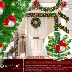 Kesser Guirlandes>® Kerstslinger | Guirlande Met 100 Led's Warmwit Lampjes - Kerstversiering, Kerstguirlande Led Verlichting Voor Kerstboom En Binnen & Buiten, Kerstverlichting Slinger Voor Kerstmis - Groen, 5M / 100 Leds Met Afstandsbediening