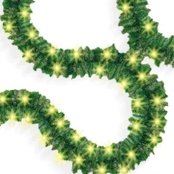 Kesser Guirlandes>® Kerstslinger | Guirlande Met 100 Led's Warmwit Lampjes - Kerstversiering, Kerstguirlande Led Verlichting Voor Kerstboom En Binnen & Buiten, Kerstverlichting Slinger Voor Kerstmis - Groen, 5M / 100 Leds