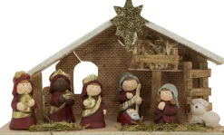 Cosyu0026Trendy Kerststallen>Kinder/Kinderkamer Kerststal Met Beelden/Figuren En Licht 28 X 10 X 17 - Kerststalletjes/Kerststallen Met Verlichting