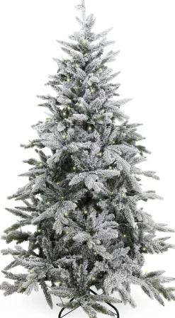 KJ Kunstkerstbomen - Flock De Luxe Besneeuwde Kunstkerstboom - 180 Cm - Met Inclusief Led Verlichting 350 Led-Lampjes – 988 Pe En Pvc Takken Discount