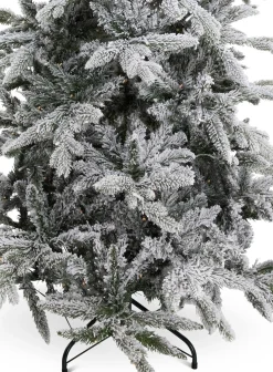 KJ Kunstkerstbomen - Flock De Luxe Besneeuwde Kunstkerstboom - 180 Cm - Met Inclusief Led Verlichting 350 Led-Lampjes – 988 Pe En Pvc Takken Discount