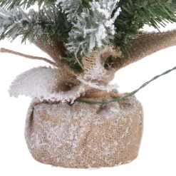Merkloos Kleine Kunstkerstboom | In Jute Zak | 45 Cm | 10 Led | Batterij | Sneeuw Best