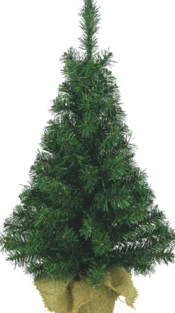 Merkloos Kleine Nep Kerstboom In Jute Zak Inclusief Verlichting 75 Cm - Kleine Kunstbomen/Boompjes Best