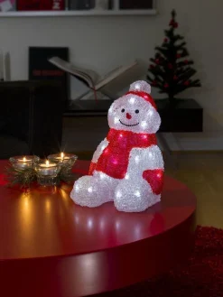 Konst Smide Konstsmide 6147 - Verlicht Kerstfiguur - 32 Lamps Led Acryl Sneeuwpop Zittend - 19X26 Cm - Op Batterij - Voor Buiten - Koelwit Online