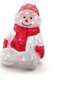 Konst Smide Konstsmide 6147 - Verlicht Kerstfiguur - 32 Lamps Led Acryl Sneeuwpop Zittend - 19X26 Cm - Op Batterij - Voor Buiten - Koelwit Online