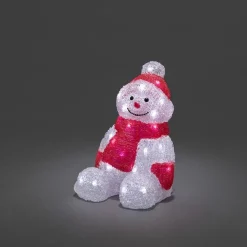 Konst Smide Konstsmide 6147 - Verlicht Kerstfiguur - 32 Lamps Led Acryl Sneeuwpop Zittend - 19X26 Cm - Op Batterij - Voor Buiten - Koelwit Online