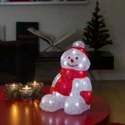 Konst Smide Konstsmide 6147 - Verlicht Kerstfiguur - 32 Lamps Led Acryl Sneeuwpop Zittend - 19X26 Cm - Op Batterij - Voor Buiten - Koelwit Online