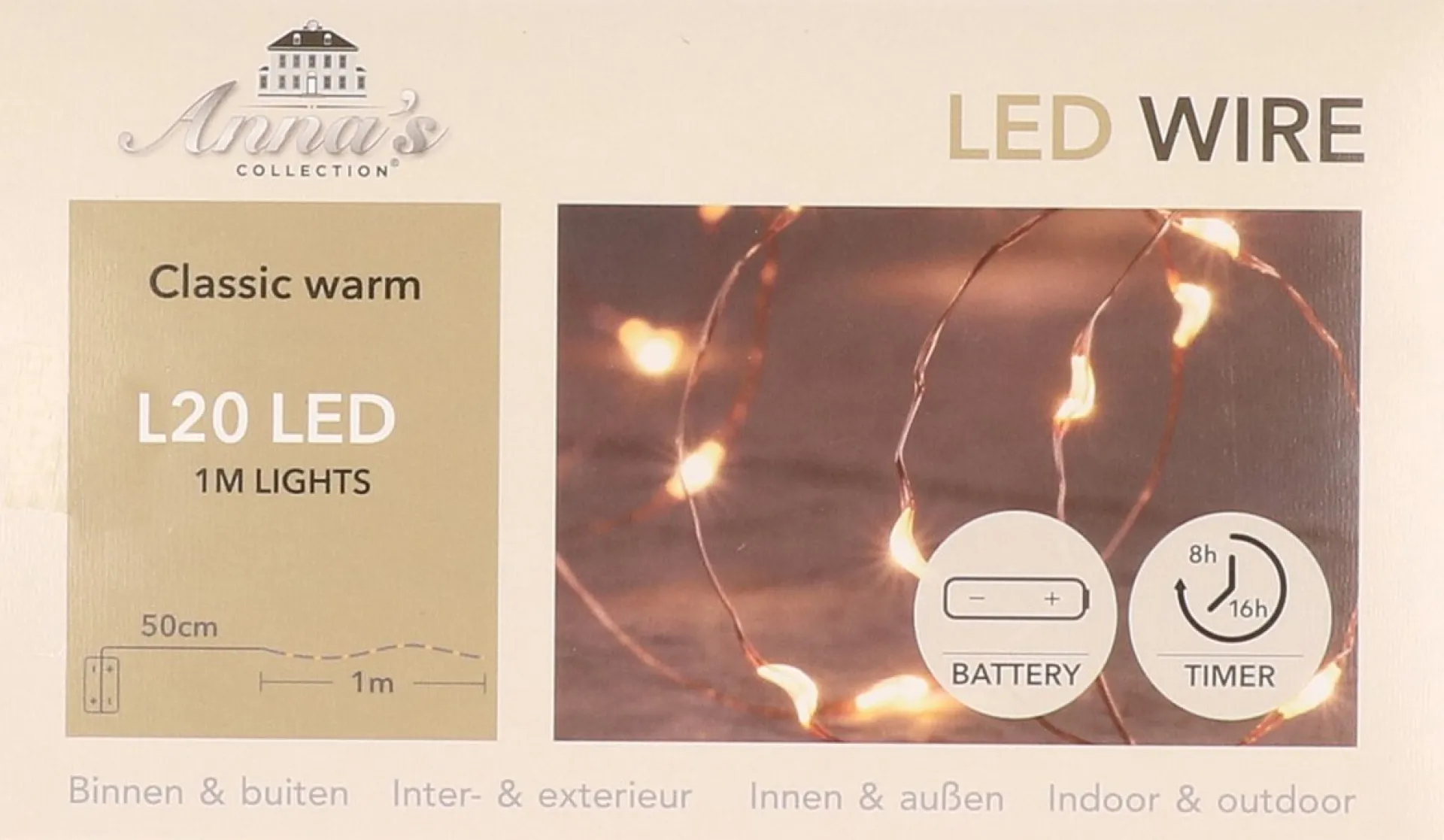 Anna's Collection Koper Draadverlichting Met Timer 20 Led Lampjes 1 Meter - Koperdraad Sfeerverlichting - Voor Binnen En Buiten Gebruik Shop