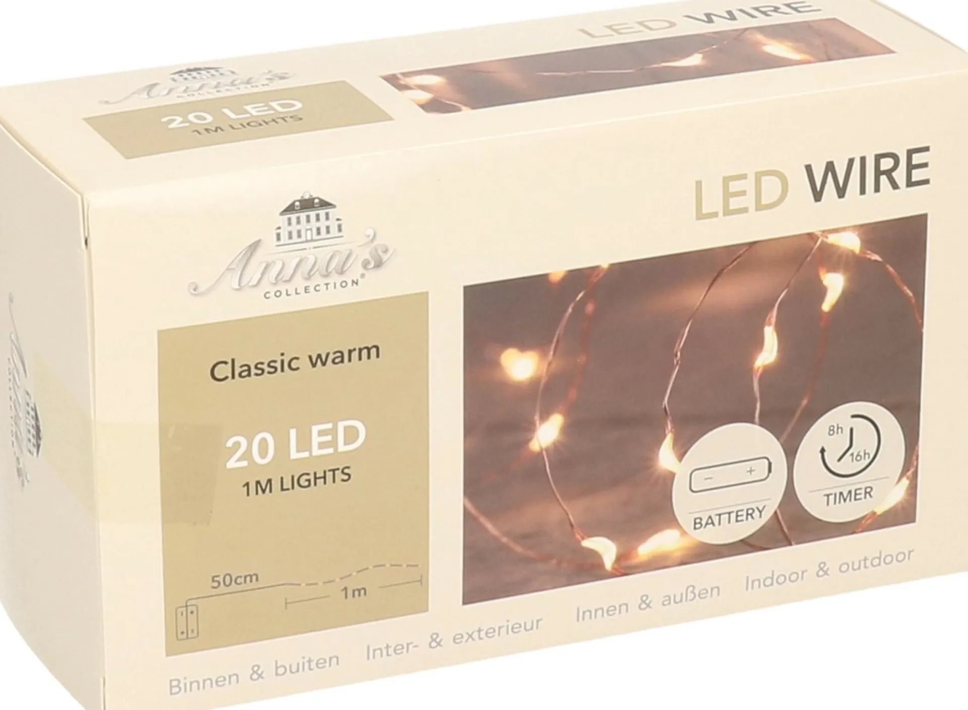 Anna's Collection Koper Draadverlichting Met Timer 20 Led Lampjes 1 Meter - Koperdraad Sfeerverlichting - Voor Binnen En Buiten Gebruik Shop