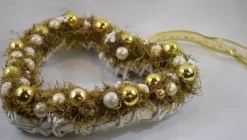 * Kerstkransen>Krans, Kerstkrans, Hart, Wit-Goud, 100% Natuurproduct, 25 X