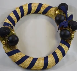 * Kerstkransen>Krans, Kerstkrans, O 40 Cm, Blauw/Zwart